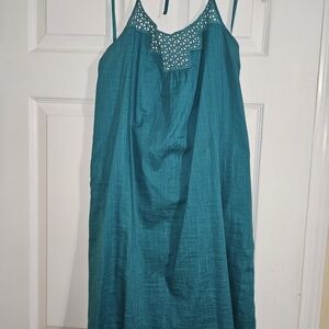 Old Navy Teal Backless Sundress with Crochet Detail